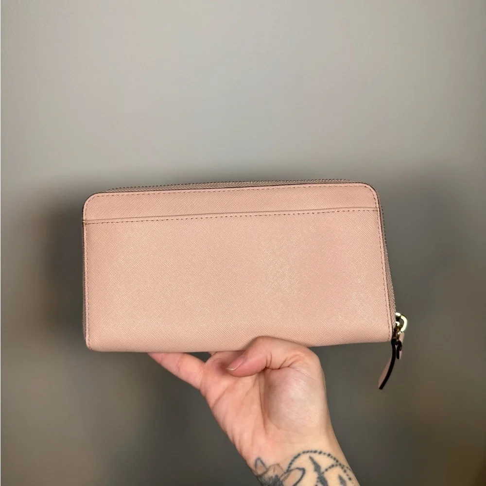 Kate Spade Pink Saffiano Leather Zip Around Wallet